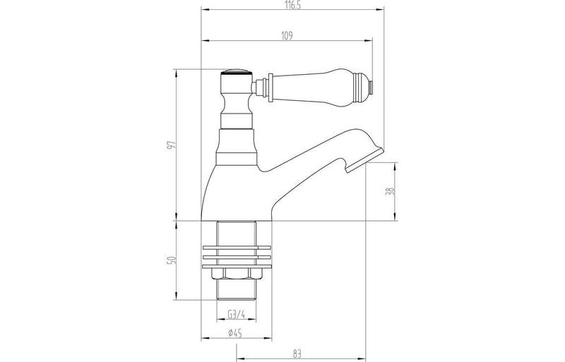 Crater Lever Style Bath Pillar Taps