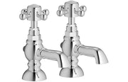 Cross Top Basin Pillar Taps, Chrome