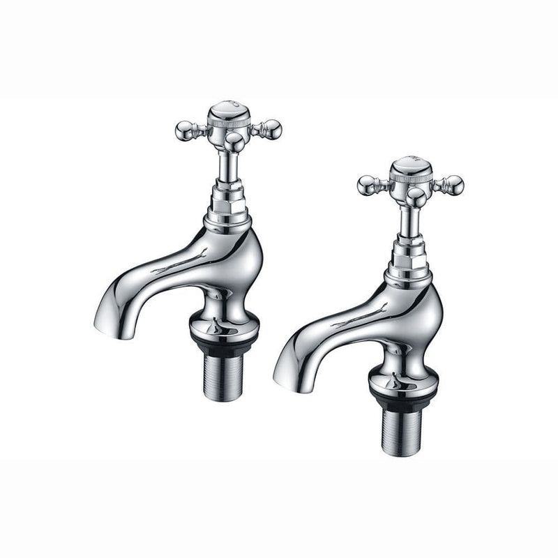 Cross Top Bath Pillar Taps, Chrome