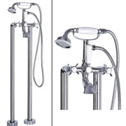 Cross Top Floor Standing Bath/Shower Mixer with Shower Kit, Chrome