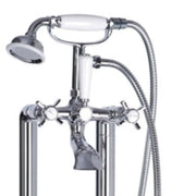 Cross Top Floor Standing Bath/Shower Mixer with Shower Kit, Chrome