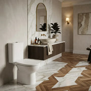 Cruz Rimless Close Coupled Toilet with Optional Colour Flush Push Button & Soft Close Seat