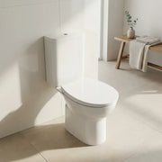Cruz Rimless Close Coupled Toilet with Optional Colour Flush Push Button & Soft Close Seat