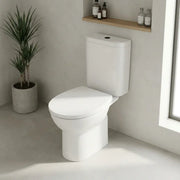 Cruz Rimless Close Coupled Toilet with Optional Colour Flush Push Button & Soft Close Seat