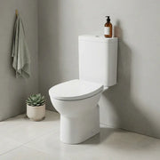 Cruz Rimless Close Coupled Toilet with Optional Colour Flush Push Button & Soft Close Seat