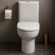 Cruz Rimless Close Coupled Toilet with Optional Colour Flush Push Button & Soft Close Seat