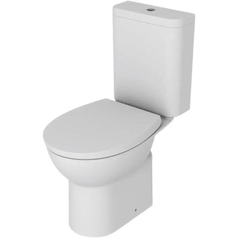 Cruz Rimless Close Coupled Toilet with Optional Colour Flush Push Button & Soft Close Seat