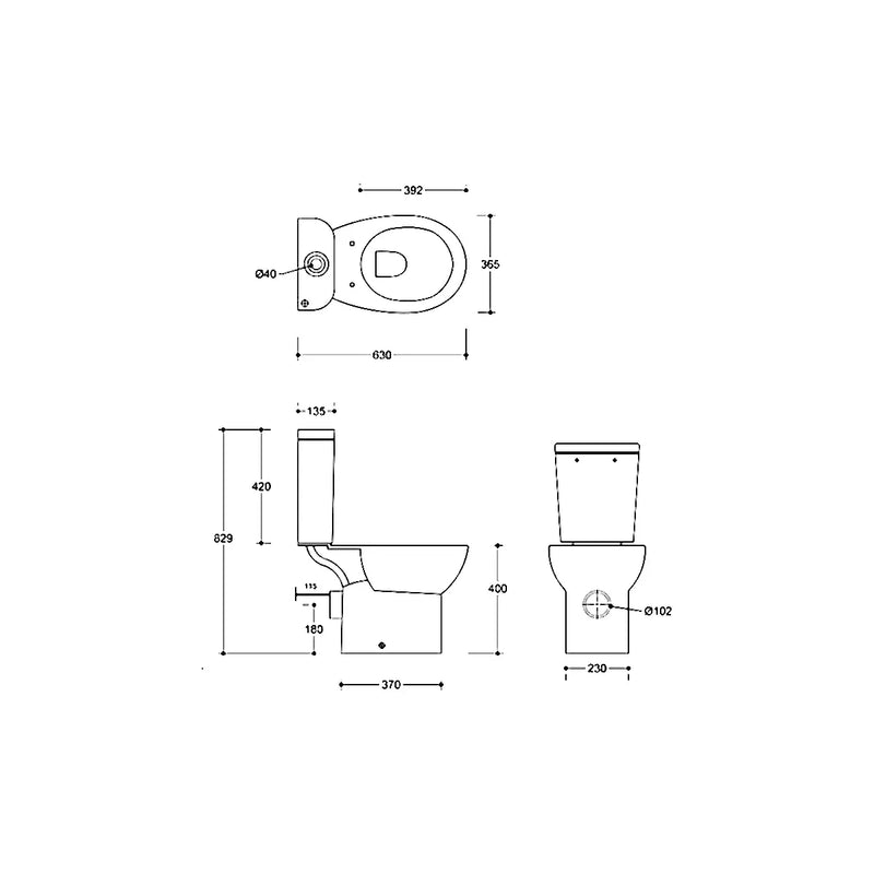 Cruz Rimless Close Coupled Toilet with Optional Colour Flush Push Button & Soft Close Seat