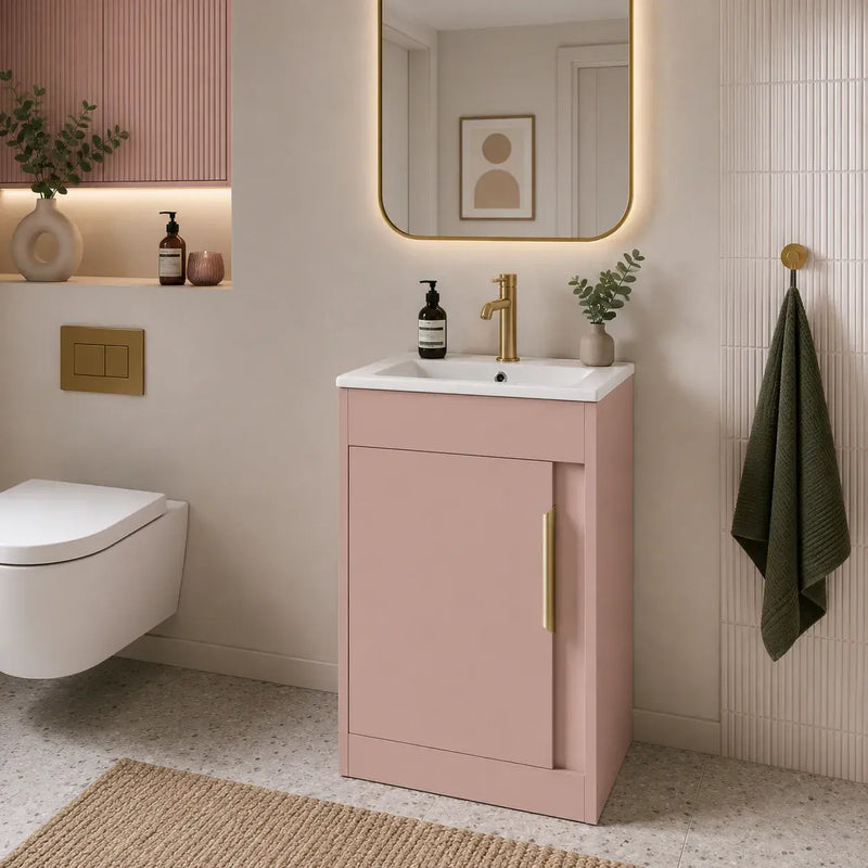 Cruzz 510mm Floor-Standing Basin Vanity Unit & Basin Matt Antique Rose