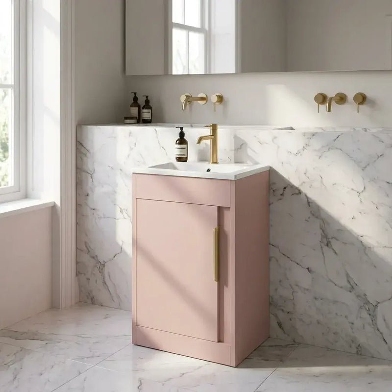 Cruzz 510mm Floor-Standing Basin Vanity Unit & Basin Matt Antique Rose