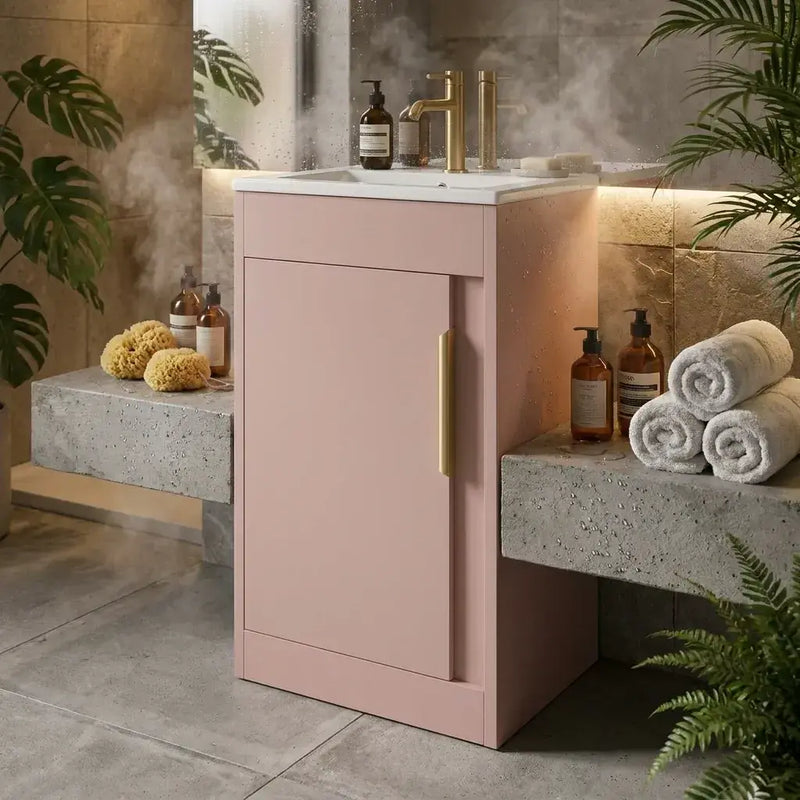 Cruzz 510mm Floor-Standing Basin Vanity Unit & Basin Matt Antique Rose
