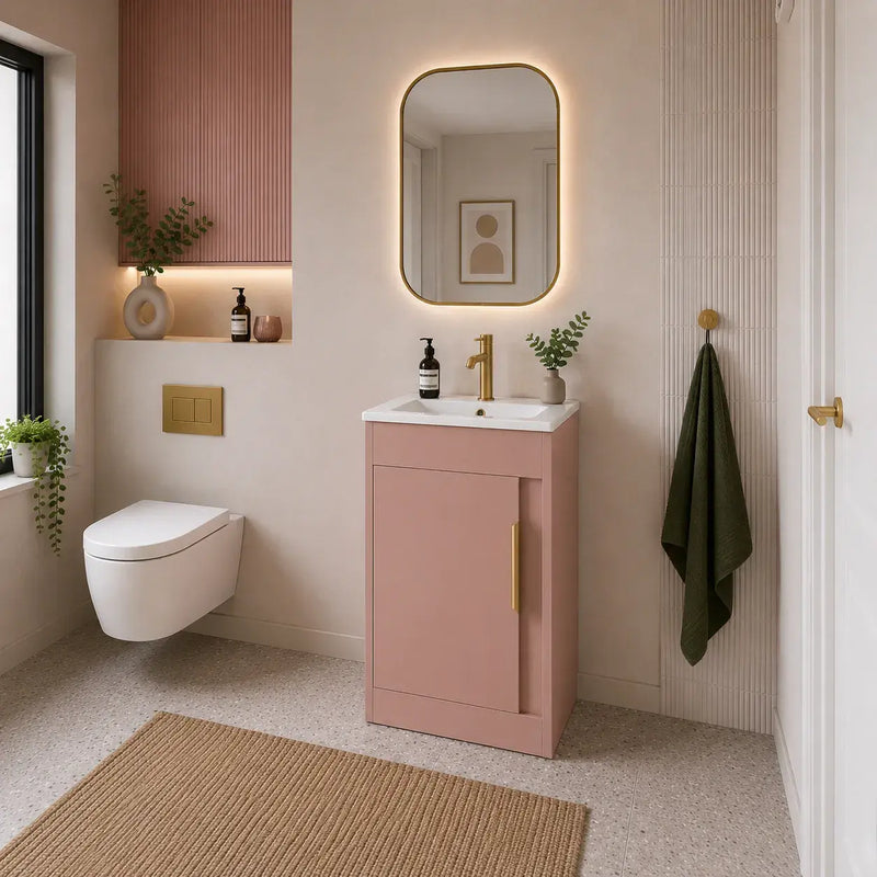 Cruzz 510mm Floor-Standing Basin Vanity Unit & Basin Matt Antique Rose