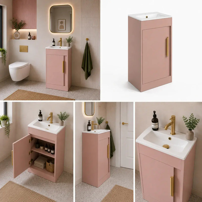Cruzz 510mm Floor-Standing Basin Vanity Unit & Basin Matt Antique Rose