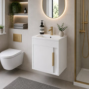 Cruzz 510mm Gloss White Wall Hung Vanity Unit & Basin