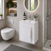Cruzz 510mm Gloss White Wall Hung Vanity Unit & Basin