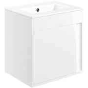 Cruzz 510mm Gloss White Wall Hung Vanity Unit & Basin