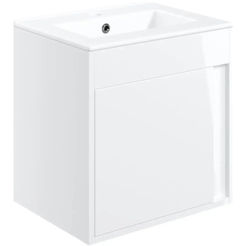 Cruzz 510mm Gloss White Wall Hung Vanity Unit & Basin