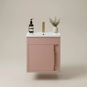 Cruzz 510mm Matt Antique Rose Wall Hung Vanity Unit & Basin