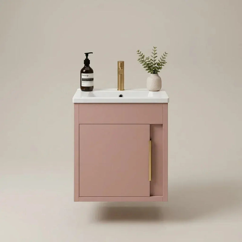Cruzz 510mm Matt Antique Rose Wall Hung Vanity Unit & Basin