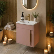 Cruzz 510mm Matt Antique Rose Wall Hung Vanity Unit & Basin