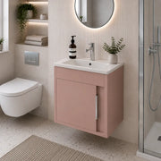 Cruzz 510mm Matt Antique Rose Wall Hung Vanity Unit & Basin