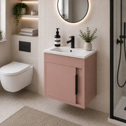 Cruzz 510mm Matt Antique Rose Wall Hung Vanity Unit & Basin
