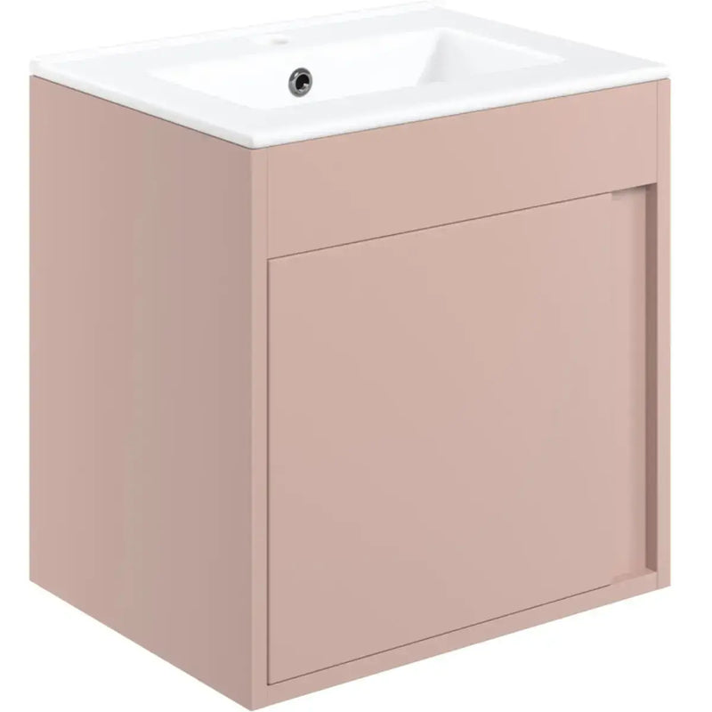 Cruzz 510mm Matt Antique Rose Wall Hung Vanity Unit & Basin