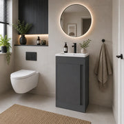 Cruzz 510mm Matt Graphite Grey Floor-Standing Basin Vanity Unit & Basin