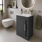 Cruzz 510mm Matt Graphite Grey Floor-Standing Basin Vanity Unit & Basin