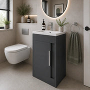 Cruzz 510mm Matt Graphite Grey Floor-Standing Basin Vanity Unit & Basin