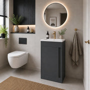 Cruzz 510mm Matt Graphite Grey Floor-Standing Basin Vanity Unit & Basin