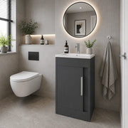 Cruzz 510mm Matt Graphite Grey Floor-Standing Basin Vanity Unit & Basin