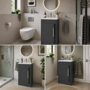 Cruzz 510mm Matt Graphite Grey Floor-Standing Basin Vanity Unit & Basin