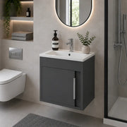 Cruzz 510mm Matt Grey Wall Hung Vanity Unit & Basin