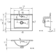 Cruzz 510mm Matt Grey Wall Hung Vanity Unit & Basin