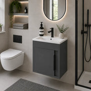 Cruzz 510mm Matt Grey Wall Hung Vanity Unit & Basin
