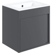 Cruzz 510mm Matt Grey Wall Hung Vanity Unit & Basin