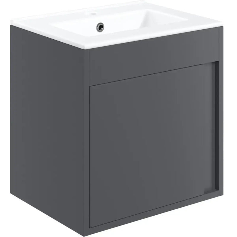 Cruzz 510mm Matt Grey Wall Hung Vanity Unit & Basin