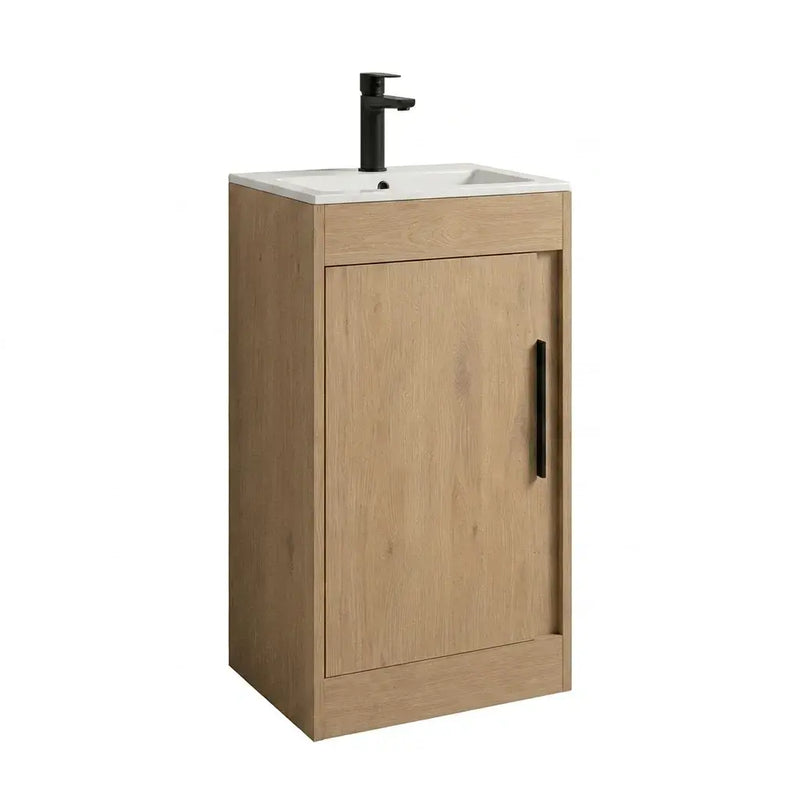Cruzz 510mm Oak Floor-Standing Basin Vanity Unit & Basin