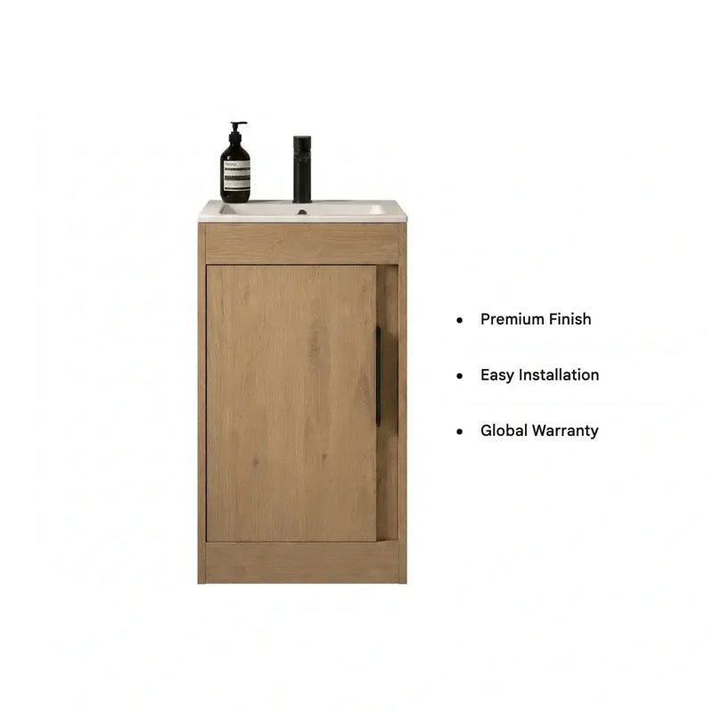 Cruzz 510mm Oak Floor-Standing Basin Vanity Unit & Basin