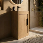 Cruzz 510mm Oak Floor-Standing Basin Vanity Unit & Basin