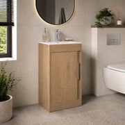 Cruzz 510mm Oak Floor-Standing Basin Vanity Unit & Basin