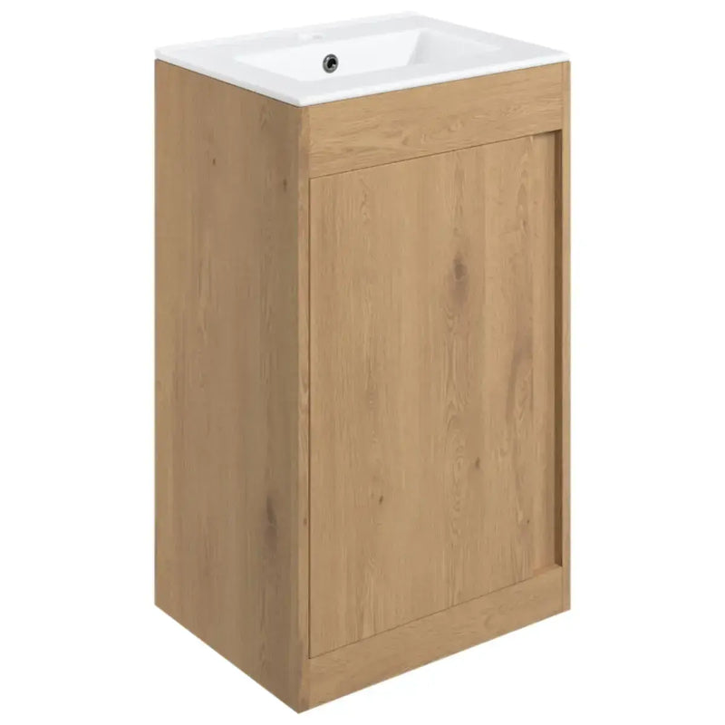 Cruzz 510mm Oak Floor-Standing Basin Vanity Unit & Basin