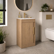 Cruzz 510mm Oak Floor-Standing Basin Vanity Unit & Basin