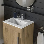 Cruzz 510mm Oak Floor-Standing Basin Vanity Unit & Basin