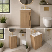 Cruzz 510mm Oak Floor-Standing Basin Vanity Unit & Basin