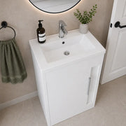 Cruzz 510mm White Floor-Standing Basin Vanity Unit & Basin