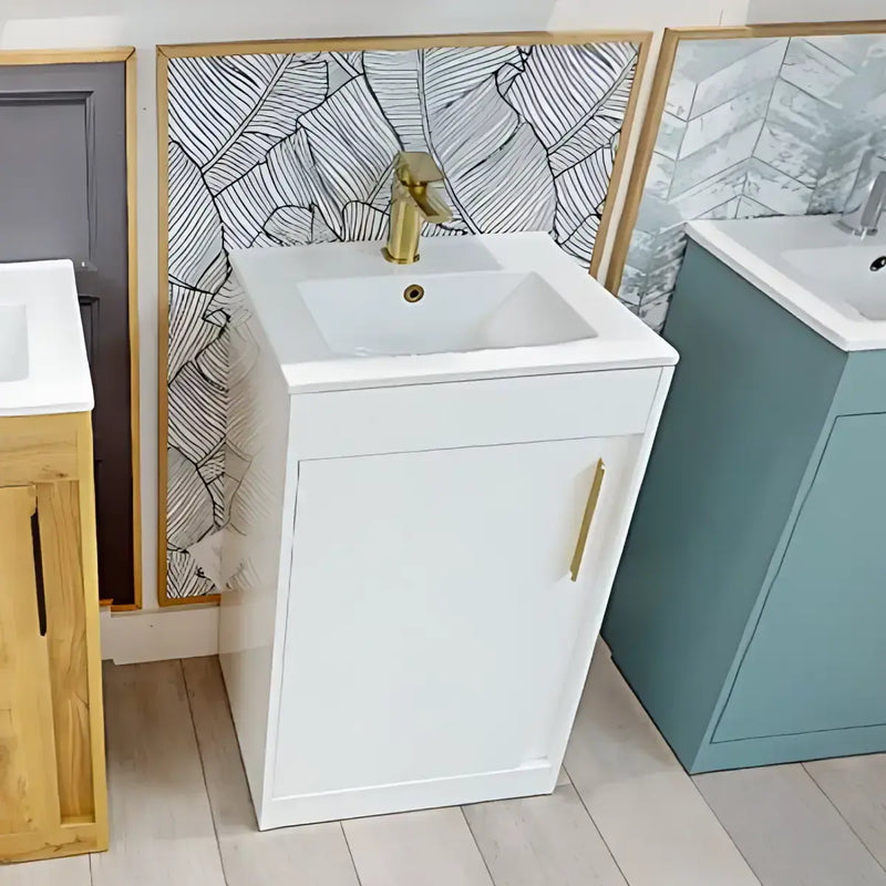 Cruzz 510mm White Floor-Standing Basin Vanity Unit & Basin