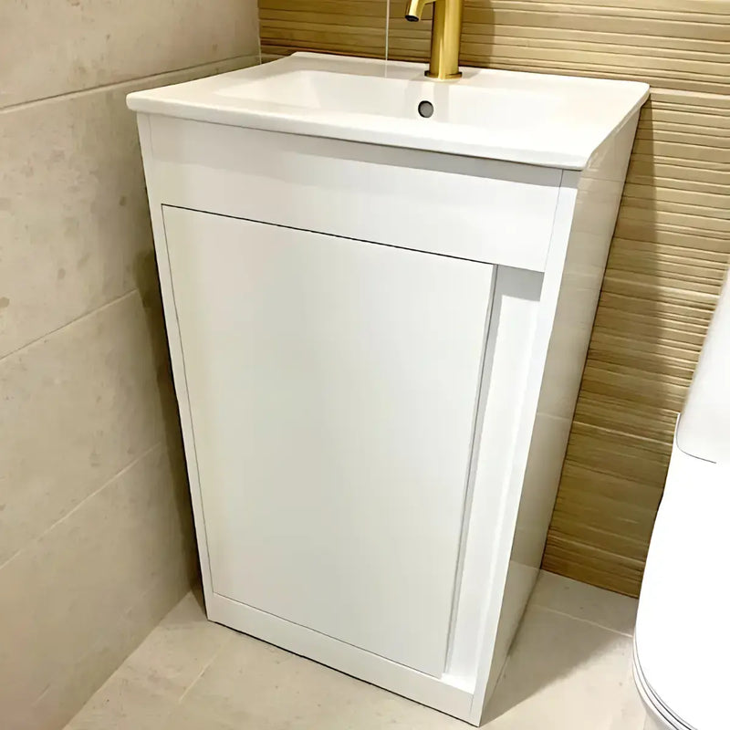 Cruzz 510mm White Floor-Standing Basin Vanity Unit & Basin