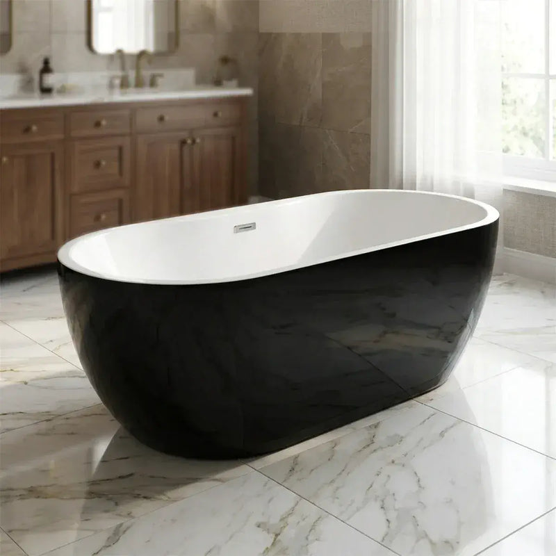 Cygnus 1655 x 740mm Gloss Black Freestanding Bath